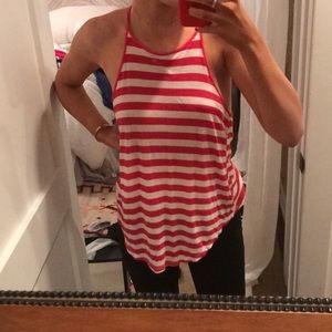 red and white striped tank top